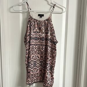 Express Orange and Navy Geometric Tank Top